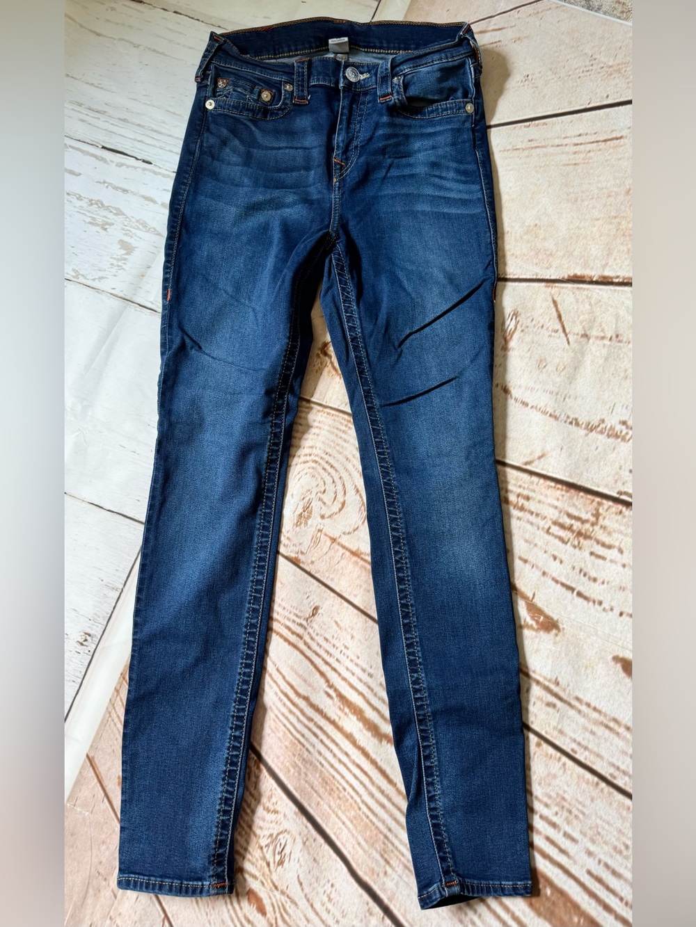 True Religion size 30” Classic Dark Blue Women's Skinny Jeans 3 percent stretch
